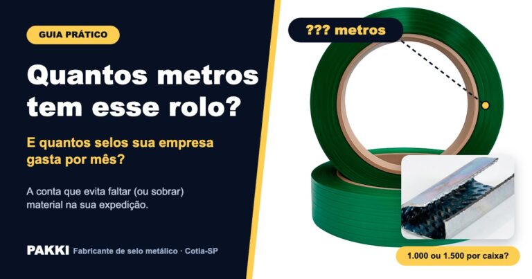 Rolo de fita PET verde e selo metálico PET Pakki: quantos metros tem o rolo e quantos selos vêm na caixa